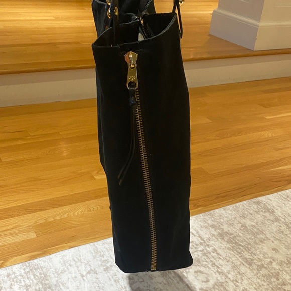 UGG Black Suede and Leather Tote with Gold Accents - Picture 2 of 4